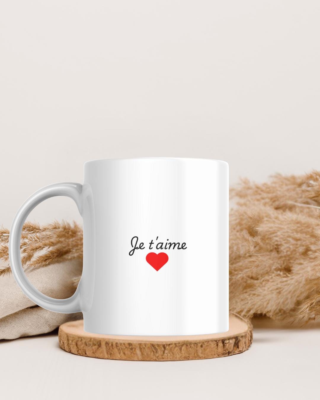 Mug Romantique Français – Je t’aime / Bon café Chérie