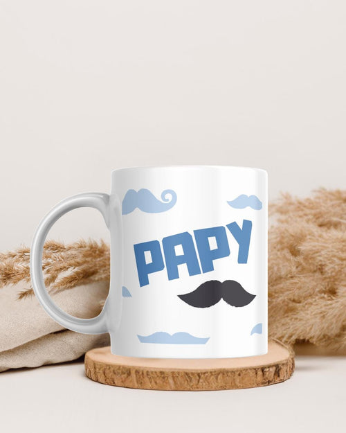Mug Papy Personnalisé avec Photo – Cadeau Papy Original – Tasse Papy Moustache – Cadeau Grand-Père – Fête des Pères – Mug Photo Personnalisé