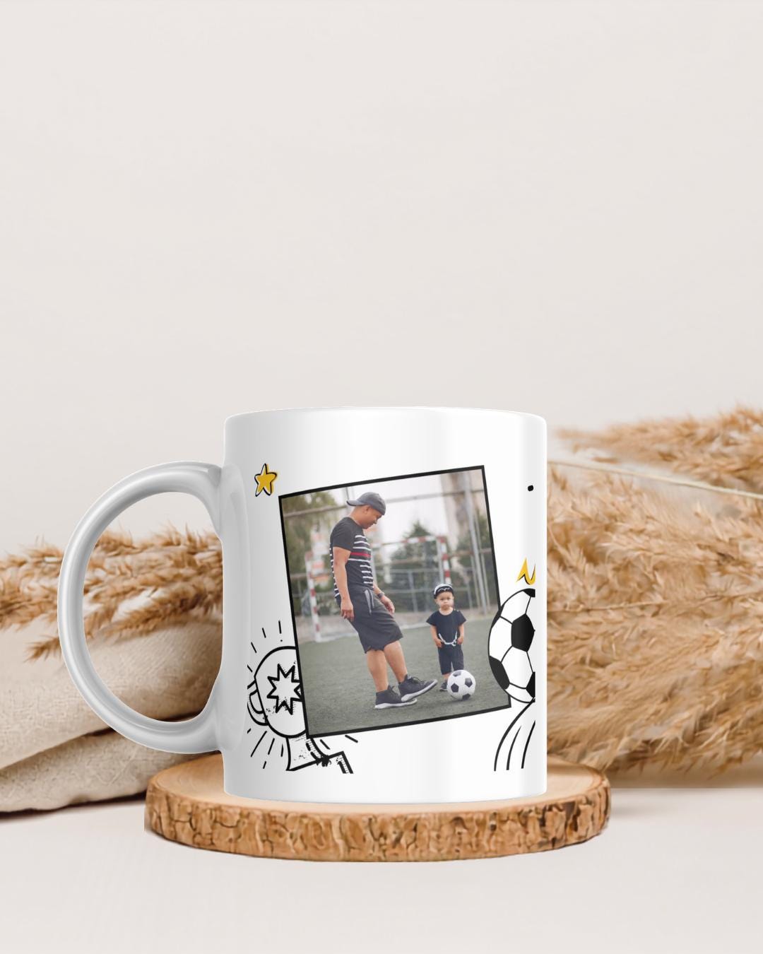Mug Papa Personnalisé avec Photo | Cadeau Fête des Pères Football | Tasse Super Papa